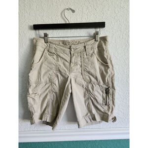 Women's Y2K Sonoma Life‎ + Style Beige Bermuda Cargo Shorts Size 2
